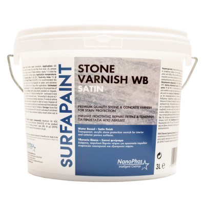 Βερνίκι Νερού Πέτρας και Τσιμέντου 3lt Nanophos Stone Varnish WB Satin (σατινέ)