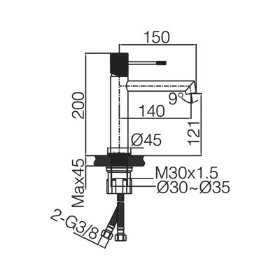 Αναμεικτική Μπαταρία Νιπτήρος PVD Black Gun Metal IMEX LINE BDD038-1BGM