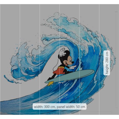 Φωτοταπετσαρία Τοίχου KOMAR "Mickey Surfing" σειρά "INTO ADVENTURE" 300x280cm IADX6-007