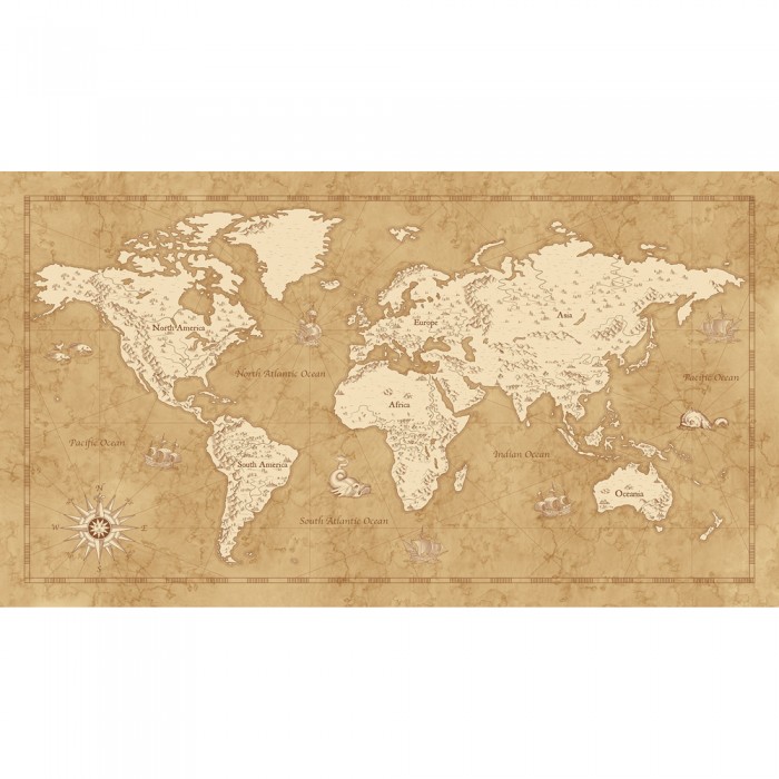 Φωτοταπετσαρία Τοίχου KOMAR "Vintage World Map" σειρά "INTO ADVENTURE" 500x280cm IAX10-0027