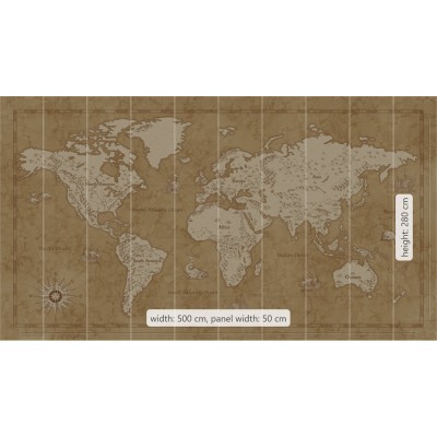 Φωτοταπετσαρία Τοίχου KOMAR "Vintage World Map" σειρά "INTO ADVENTURE" 500x280cm IAX10-0027