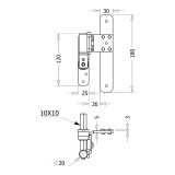 Μάσκουλο Μεσαίο Ρυθμιζόμενο Ανοξοίδωτο 180mm x 81mm METALOR 178S INOX 316