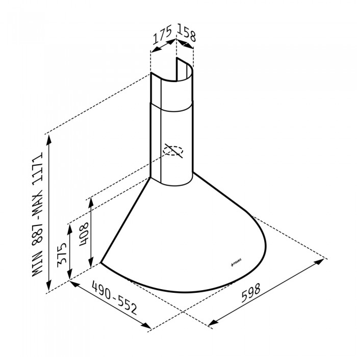 Απορροφητήρας Pyramis Καμινάδα Στρόγγυλη Classic 60cm - 065017801