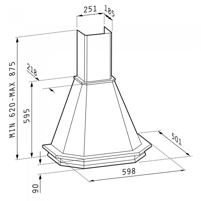 Απορροφητήρας Καμινάδα Ρουστίκ Classic Pyramis 60cm -065018002