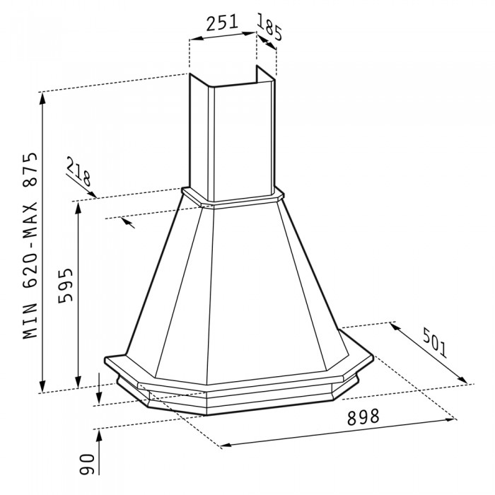 Απορροφητήρας Καμινάδα Ρουστίκ Classic Pyramis 90cm - 065018102