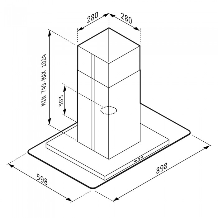 Απορροφητήρας Pyramis Cielo Οροφής 90cm - 065018501