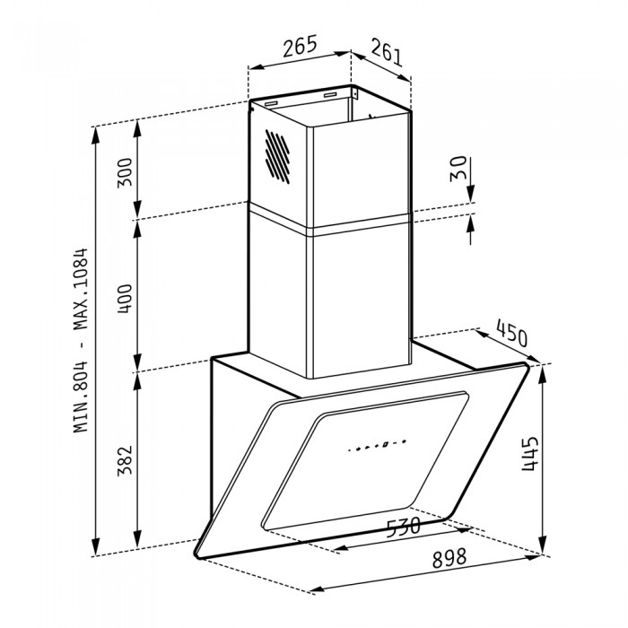 Απορροφητήρας Pyramis Fiero Λευκός Premium 90cm - 065023201