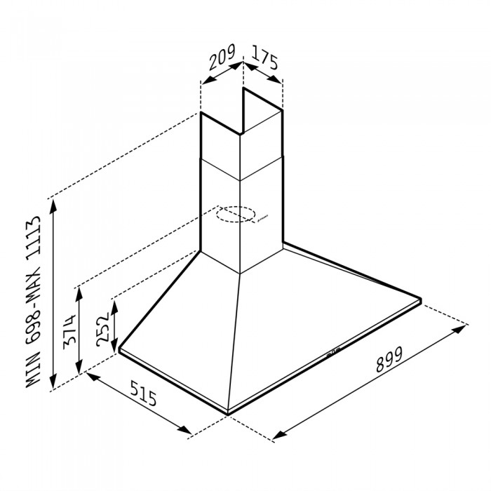 Απορροφητήρας Pyramis Καμινάδα Τετράγωνη Plus Classic 90cm - 065037901