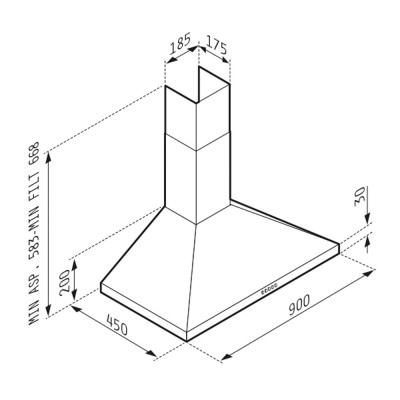 Απορροφητήρας Pyramis Τζάκι BLACK  90cm - 065040501