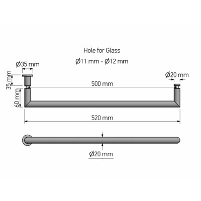 Λαβή Πετσετοθήκης για τζάμι Chrome SANCO Glass Door Accessories GL0715-A03