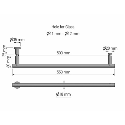 Λαβή Πετσετοθήκης για τζάμι Chrome SANCO Glass Door Accessories GL0732-A03