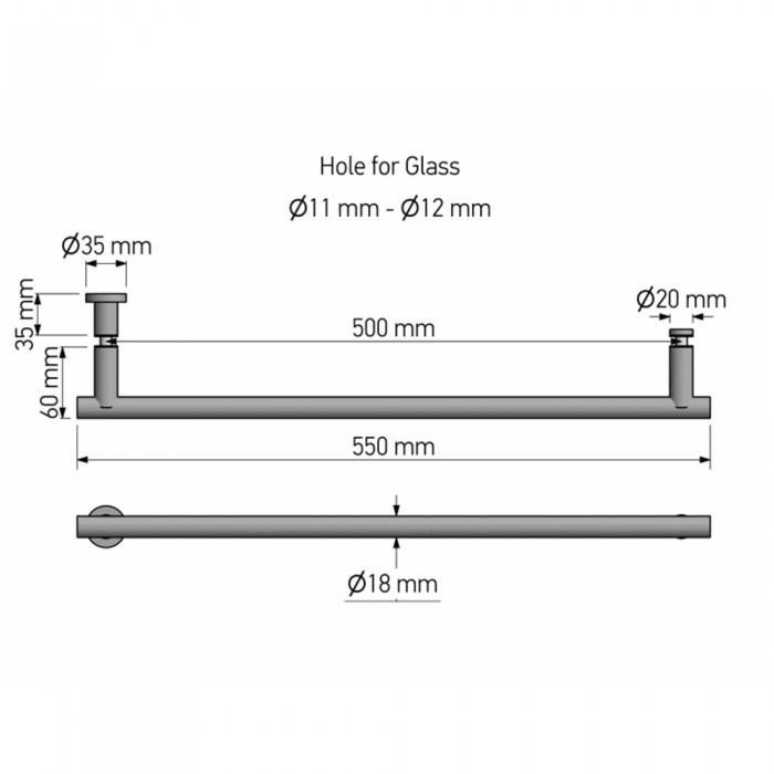 Λαβή Πετσετοθήκης για τζάμι Chrome SANCO Glass Door Accessories GL0732-A03