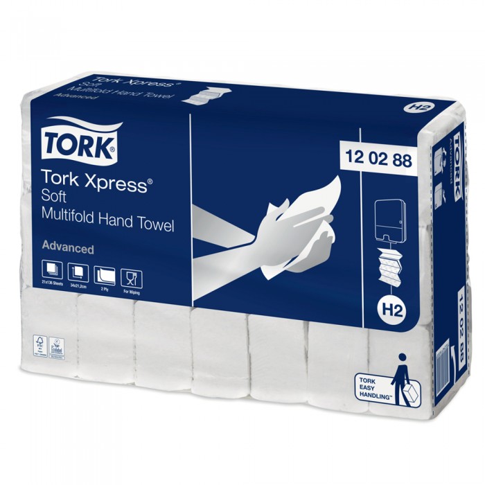 Χειροπετσέτα Λευκή 2φυλλη W-Fold 34x21,2cm 21x136τεμ Tork Xpress® Soft 120288