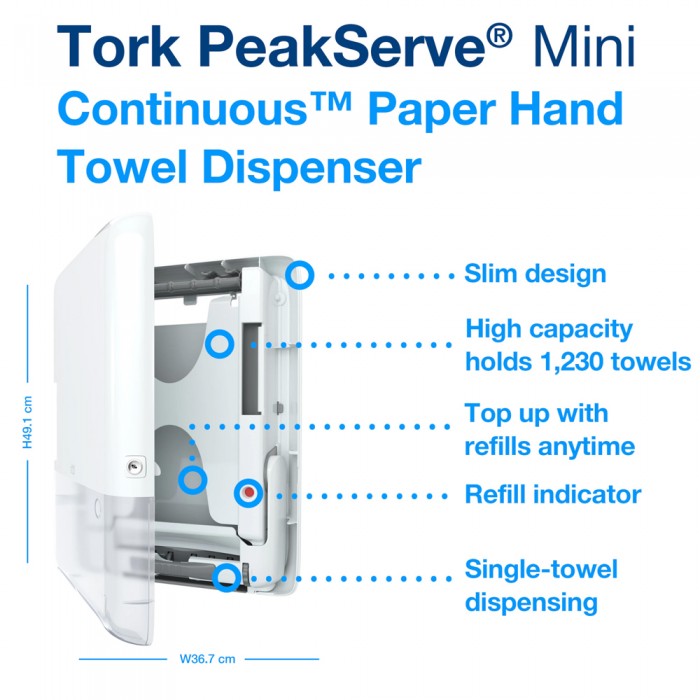 Συσκευή Χειροπετσέτας Λευκή Tork PeakServe® Continuous™ Mini 552550