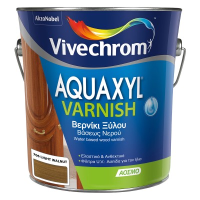 Βερνίκι Εμποτισμού Νερού Vivechrom Aquaxyl Varnish 706 LIGHT WALNUT (ΚΑΡΥΔΙΑ ΑΝΟΙΧΤΗ) Σατινέ 2.5lt