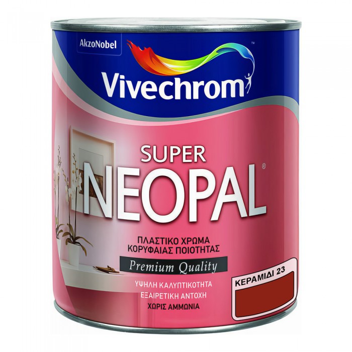 Πλαστικό Χρώμα για Εσωτερική Χρήση 750ml Vivechrom Super Neopal Νο23 Κεραμιδί