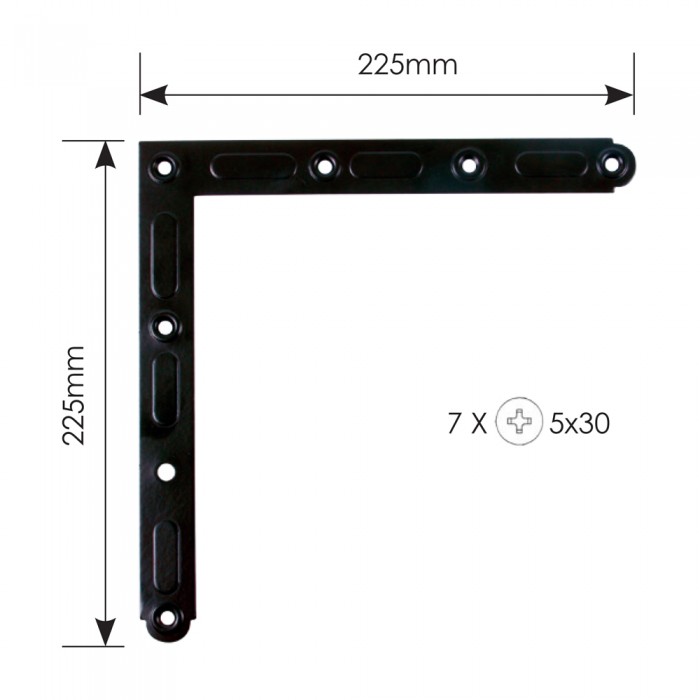 Διακοσμητική Γωνιά Μάσκουλου 225mm x 225mm ZOGOMETAL 0092-01 Μαύρο