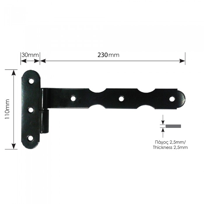 Μάσκουλο Φράχτη Γωνιακό 110mm x 230mm ZOGOMETAL Σειρά 1109 Γαλβανιζέ Μαύρο