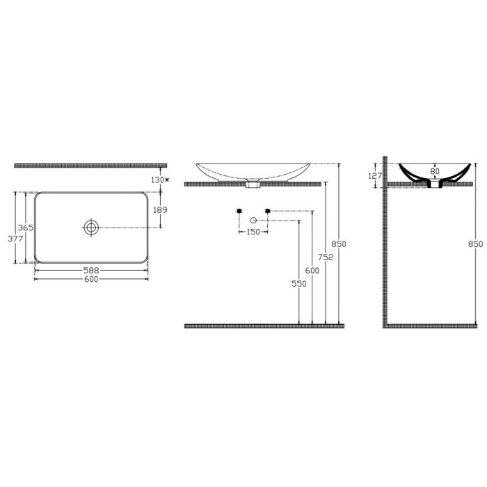 Νιπτήρας μπάνιου Rio 60x37,7 Bianco Ceramica White 38060-300