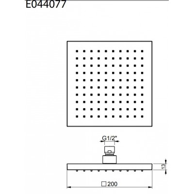 Ανακλινόμενη Κεφαλή Τετράγωνη 20x20 + Μπράτσο Τοίχου Τετράγωνο 35εκ Almar E044077-400+R50802-400 Black Matt