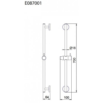 Βέργα Ντουζ Sintesi 70 Εκ. Almar black matt E087001-400