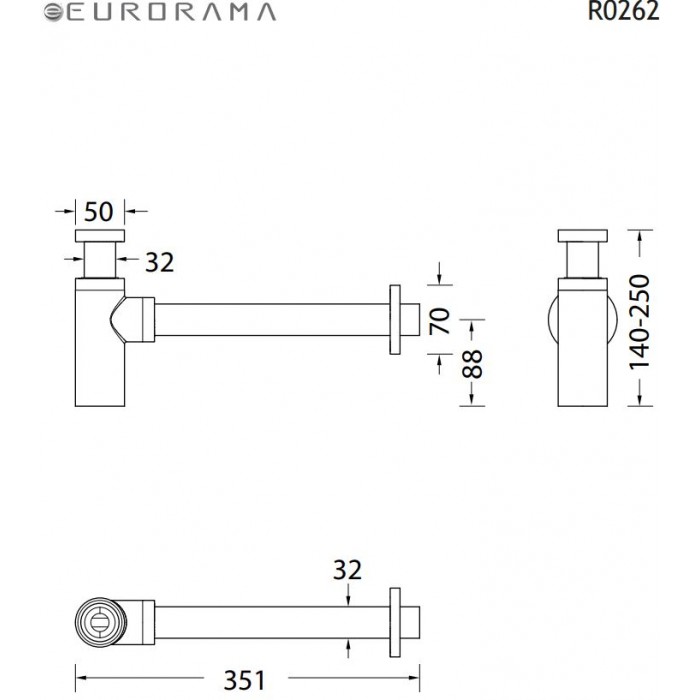 Σιφώνι νιπτήρος minimal R0262-400 black matt