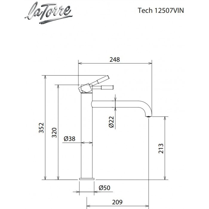 Μπαταρία νιπτήρος La Torre New Tech 12507-300 Λευκό ματ