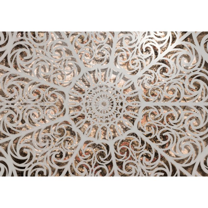 Φωτοταπετσαρία - Orient - grey geometrical composition in the mandala type on a beige background