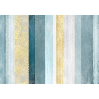 Φωτοταπετσαρία - Striped pattern - abstract background in stripes in blue tones with gold pattern