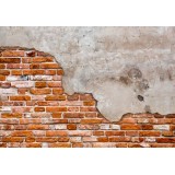 Φωτοταπετσαρία - Eclectic masonry - slabs of textured concrete on a background of red bricks