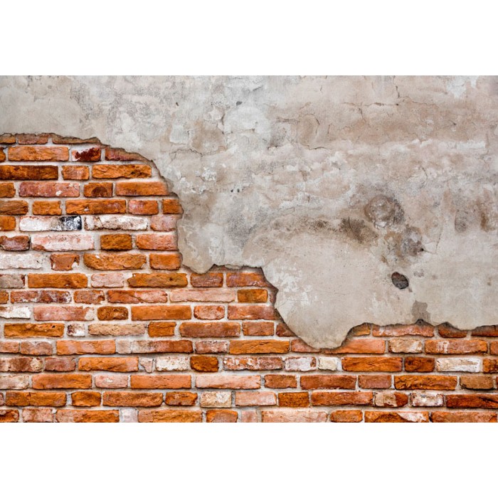 Φωτοταπετσαρία - Eclectic masonry - slabs of textured concrete on a background of red bricks