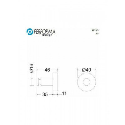 Άγκιστρο Μπάνιου Μονό με Βίδες ​4.6x4.6cm Μπρονζέ Performa Design Wish 807-221