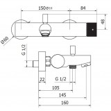 Μπαταρία Λουτρού Teorema Lab 321501 Soft Brass