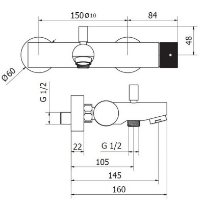 Μπαταρία Λουτρού Teorema Lab 321501 Soft Brass