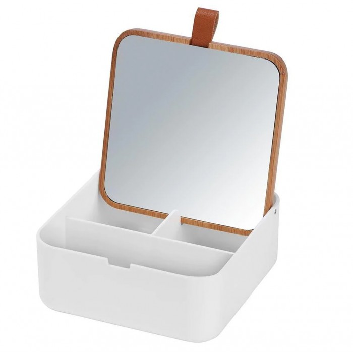 Organizer Μακιγιάζ 3 Θέσεων με Καθρέφτη Alais Small 20493 WHITE 13,8 × 13,8 × 5.5/15 cm