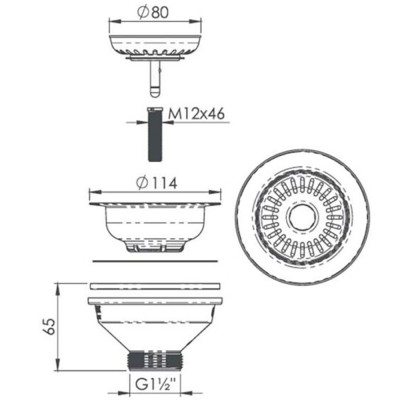 Βαλβίδα Νεροχύτη Sanitec 91-00-00754 Μαύρη