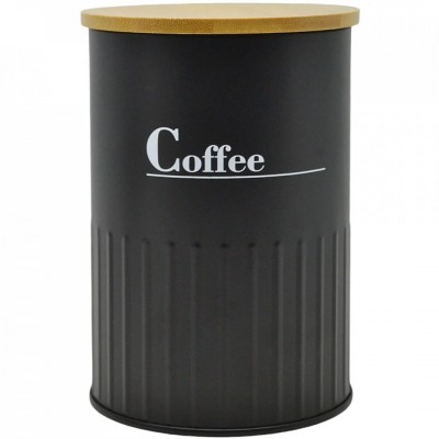 Βάζο Μεταλλικό Coffee Μαύρο με Μπαμπού Καπάκι 9,5x9,5x13εκ. ANKOR 837724