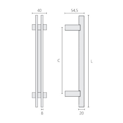 Λαβή εξώπορτας σειρά 3160 Inox Mat (Σε 5 διαστάσεις)