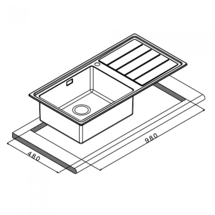 Ανοξείδωτος νεροχύτης Apell Lenear Plus LNP1001R-110  (100x50) Αριστερός