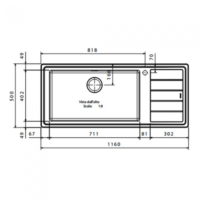 Ανοξείδωτος νεροχύτης Apell Lenear Plus LNP1161R-110 (116x50) Αριστερός