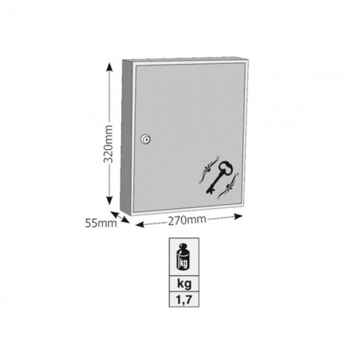 Κλειδοθήκη με 24 Θέσεις Κλειδιών 32x27x5.5cm Viometal 1324 Λευκή