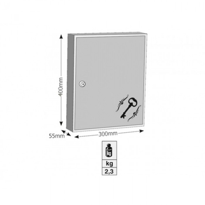 Κλειδοθήκη με 60 Θέσεις Κλειδιών 40x30x5.5cm Viometal 1360  Καφέ