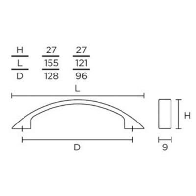 Λαβές επίπλων Convex σειρά 219 σε Ματ Μαύρο