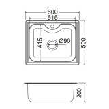 Ανοξείδωτος νεροχύτης Fortinox Arena 22060-110 (60x50) Λείος