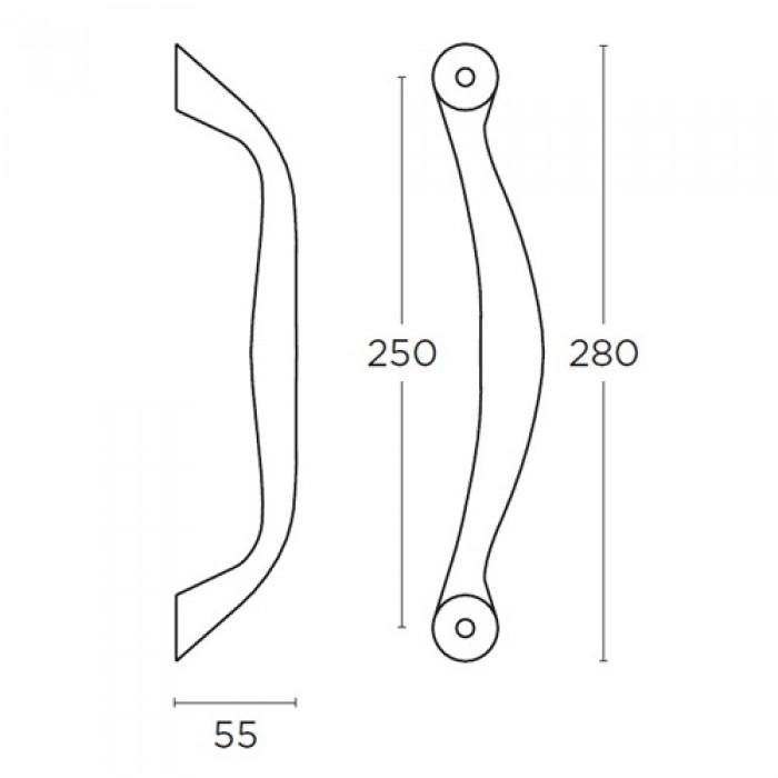 Λαβή εξώπορτας (1 Τεμάχιο) Convex σειρά 627 280mm σε Ματ Νίκελ