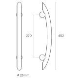 Λαβή εξώπορτας (1 Τεμάχιο) Convex σειρά 881 L452mm σε Ματ Νίκελ-Ανοξείδωτο