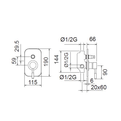 Μίκτης Εντοιχισμού 2 Εξόδων La Torre New Tech 12050R-100