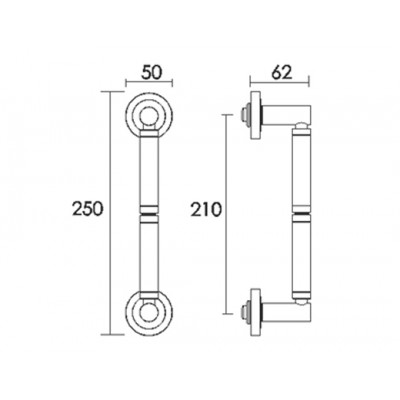 Λαβή εξώπορτας (1 Τεμάχιο) Convex σειρά 135 260mm σε Ματ Νίκελ-Χρώμιο