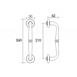 Λαβή εξώπορτας (1 Τεμάχιο) Convex σειρά 155 260mm σε Ματ Όρο-Όρο